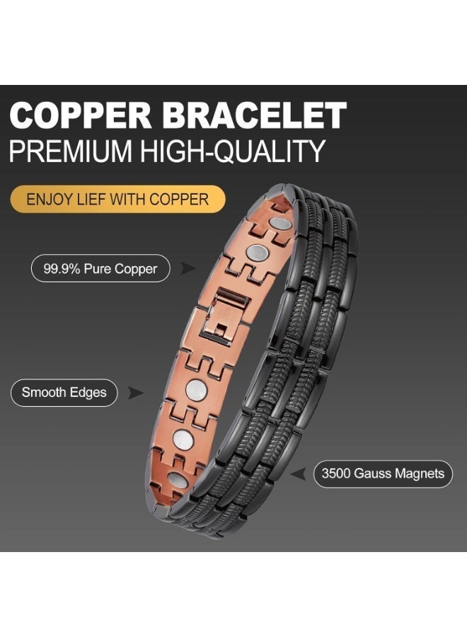 أسوار النحاس المغناطيسية للرجال ، سوار النحاس النقي بنسبة 99.9٪ مع مغناطيسات قوة فائقة ، أسوار الأسار القابلة للتعديل 8.6 بوصة ، هدية عيد ميلاد ، هدية عطلة ، 1 جهاز كمبيوتر شخصي - Image 4